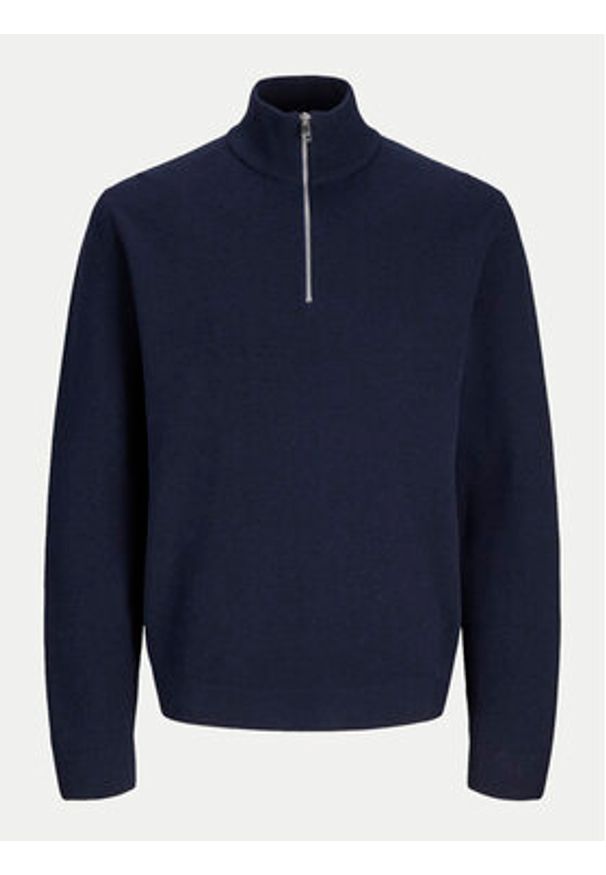 Jack & Jones - Jack&Jones Sweter Milano 12259664 Granatowy Relaxed Fit. Kolor: niebieski. Materiał: bawełna