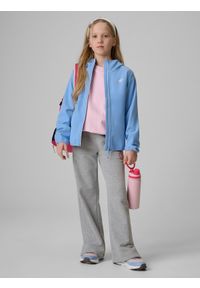 4f - 4F Kurtka softshell wiatroodporna membrana 5000 dziewczęca - niebieska 134 (8-9 lat). Okazja: na uczelnię. Kolor: niebieski. Materiał: softshell. Sezon: lato #2