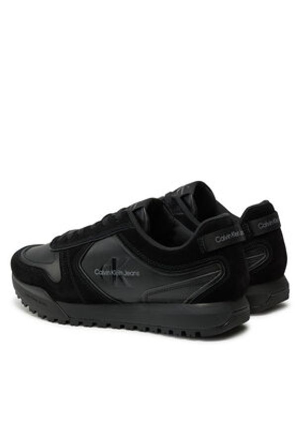 Calvin Klein Jeans Sneakersy Toothy Runner Irregular Lines YM0YM00624 Czarny. Kolor: czarny. Materiał: zamsz, skóra