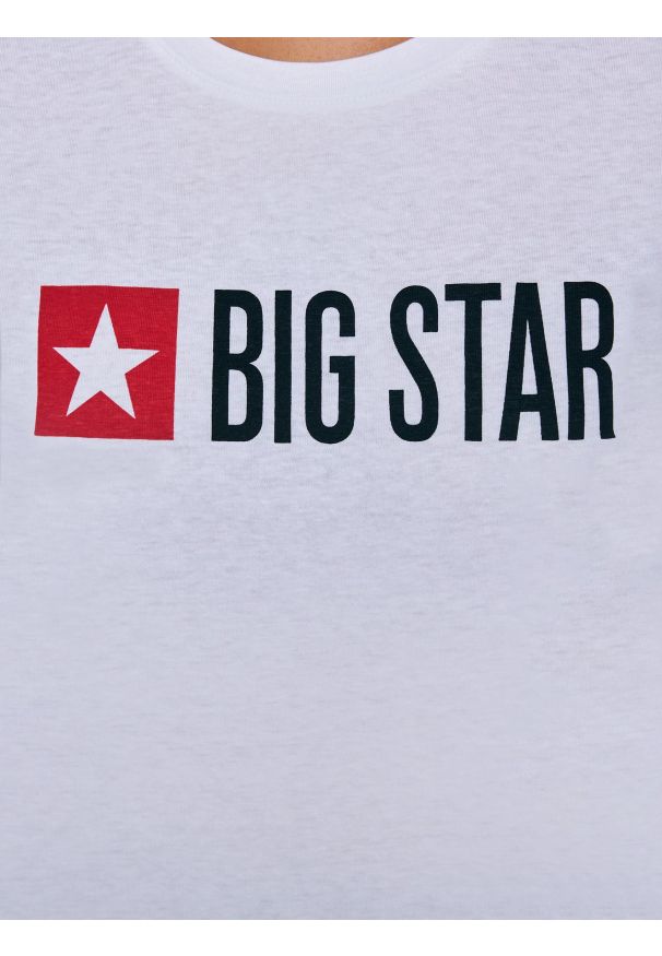 Big-Star - Koszulka damska z logo biała Risma 101. Okazja: na co dzień. Kolor: biały. Materiał: dzianina, jeans. Wzór: aplikacja, nadruk. Styl: sportowy, casual