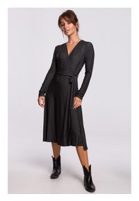 BeWear - B183 Kopertowa sukienka z wiązaniem we wzór - model 1. Typ sukienki: kopertowe