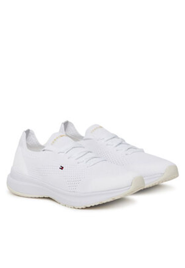 TOMMY HILFIGER - Tommy Hilfiger Sneakersy Th Knit Runner FW0FW08813 Biały. Kolor: biały. Materiał: materiał