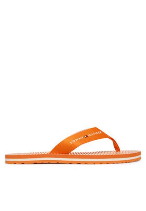 TOMMY HILFIGER - Tommy Hilfiger Japonki Th Ithaca Stripe Summer Sandal FW0FW09192 Pomarańczowy. Kolor: pomarańczowy. Materiał: materiał