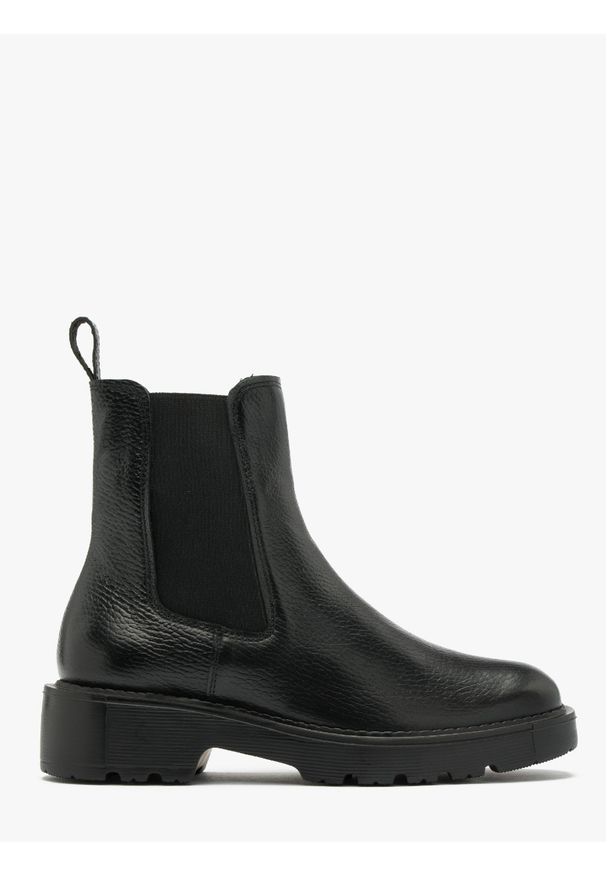 Ryłko - Czarne sztyblety damskie TAJA. Kolor: czarny. Materiał: skóra. Szerokość cholewki: normalna