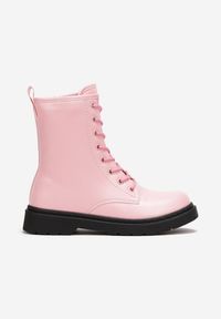Born2be - Różowe Botki Workery Sznurowane Dorissen. Okazja: na imprezę, na co dzień, na spacer. Kolor: różowy. Materiał: jeans. Styl: casual, elegancki