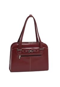 MCKLEIN - Skórzana torba damska na laptopa 15,4" Mcklein Oak Grove czerwona. Kolor: czerwony. Materiał: skórzane. Styl: casual