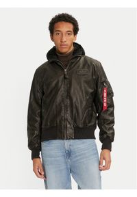 Alpha Industries Kurtka z imitacji skóry 123106 Czarny Regular Fit. Kolor: czarny. Materiał: syntetyk #1