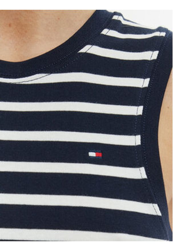 TOMMY HILFIGER - Tommy Hilfiger Top WW0WW47806 Granatowy Slim Fit. Kolor: niebieski. Materiał: bawełna