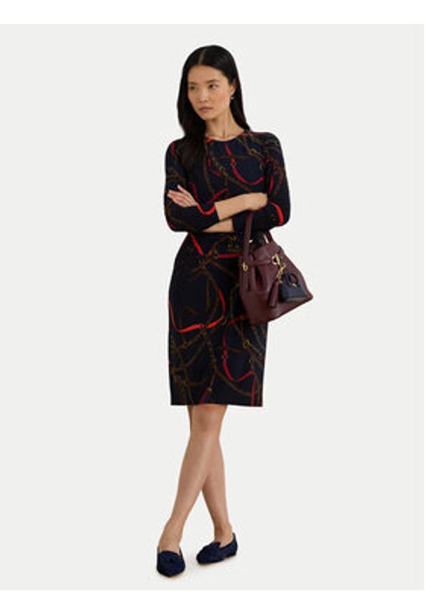 Lauren Ralph Lauren - LAUREN RALPH LAUREN Sukienka codzienna 200P03736001 Granatowy Slim Fit. Okazja: na co dzień. Kolor: niebieski. Materiał: syntetyk. Typ sukienki: proste. Styl: casual