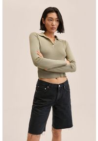 mango - Mango szorty jeansowe Anais damskie kolor szary gładkie high waist. Okazja: na co dzień. Stan: podwyższony. Kolor: szary. Materiał: jeans. Wzór: gładki. Styl: casual #8