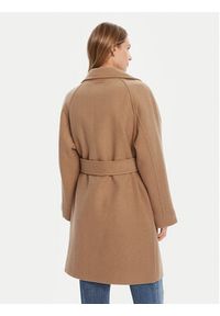 Calvin Klein Płaszcz wełniany LV044D557G Beżowy Regular Fit. Kolor: beżowy. Materiał: wełna #4