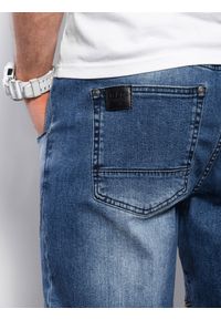 Ombre Clothing - Spodnie męskie marmurkowe JOGGERY z ozdobnymi przeszyciami - niebieskie V3 OM-PADJ-0111 - XL. Kolor: niebieski. Materiał: jeans, bawełna, elastan #6