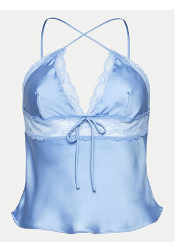 Hunkemöller Koszulka piżamowa Marcela 204993 Niebieski Regular Fit. Kolor: niebieski. Materiał: syntetyk