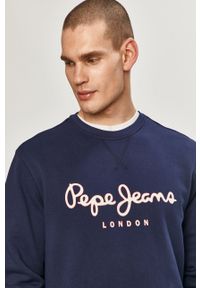 Pepe Jeans - Bluza bawełniana George. Okazja: na co dzień. Kolor: niebieski. Materiał: bawełna. Wzór: nadruk. Styl: casual #5