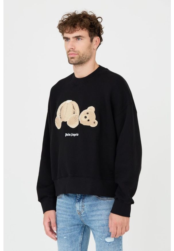 PALM ANGELS Czarna męska bluza Bear Crew, Rozmiar L. Kolor: czarny