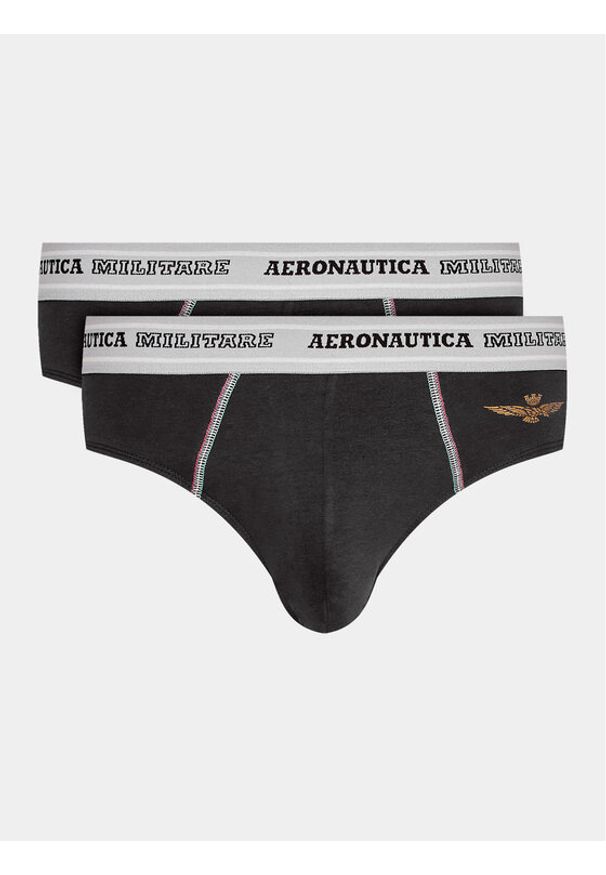 Aeronautica Militare Komplet 2 par slipów AM1USL002 Czarny. Kolor: czarny. Materiał: bawełna