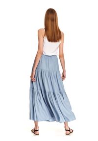 TOP SECRET - Długa spódnica z falbanami z szeroką gumką w pasie. Kolor: niebieski. Długość: długie #5