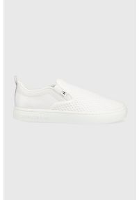 Calvin Klein Jeans tenisówki damskie kolor biały. Nosek buta: okrągły. Kolor: biały. Materiał: materiał, włókno, guma