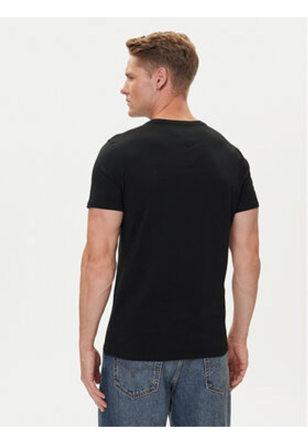 Tommy Jeans T-Shirt DM0DM04411 Czarny Slim Fit. Kolor: czarny. Materiał: bawełna