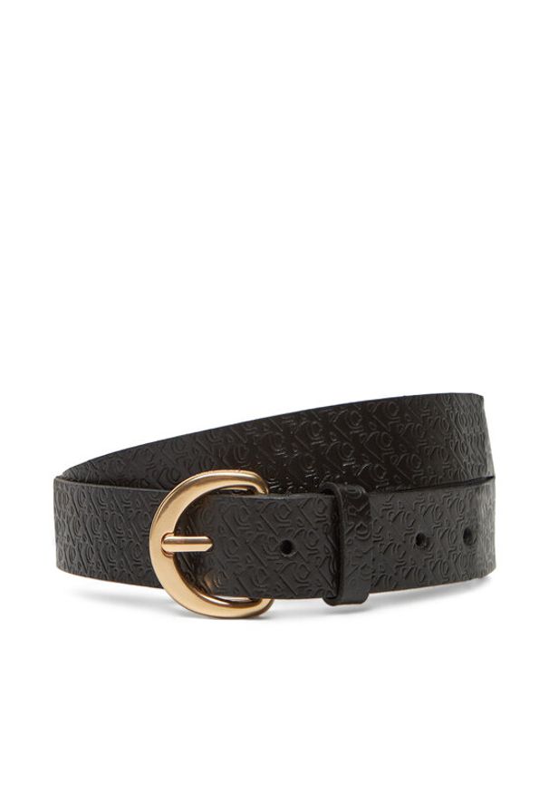 Calvin Klein Pasek Damski Classic Buckle Aop 30Mm LV04K7019G Czarny. Kolor: czarny. Materiał: skóra