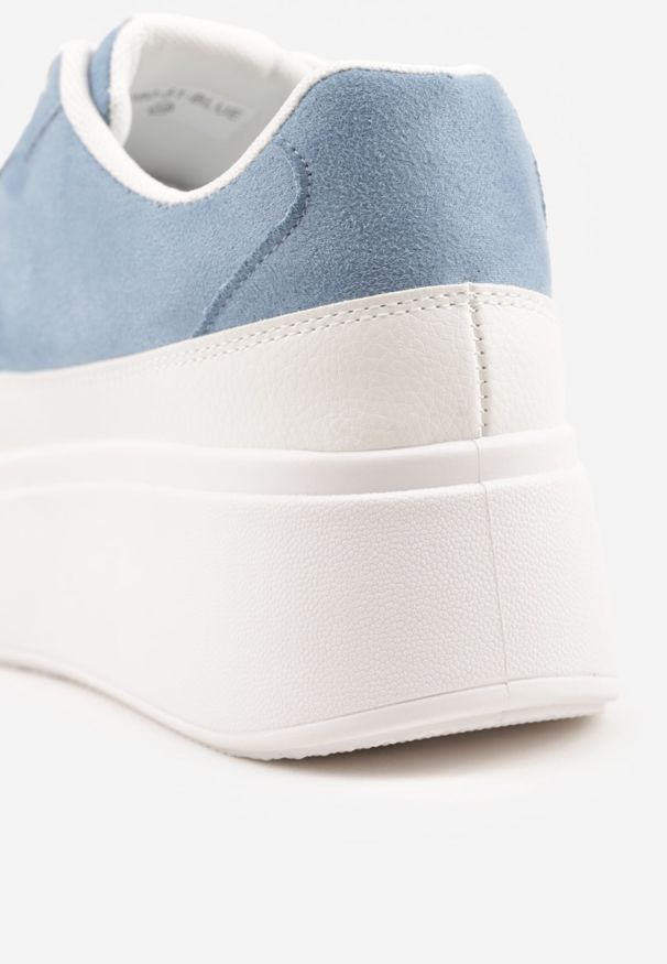 Renee - Niebieskie Sneakersy VICES na Platformie z Ozdobnym Noskiem Attis. Nosek buta: okrągły. Zapięcie: sznurówki. Kolor: niebieski. Materiał: skóra, zamsz. Obcas: na platformie. Wysokość obcasa: średni