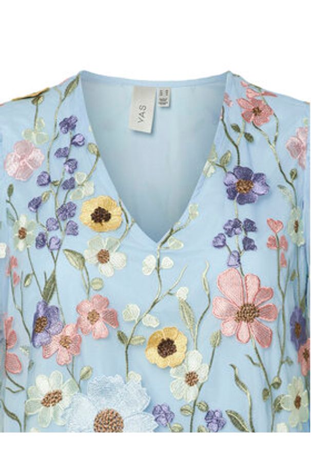 YAS Sukienka koktajlowa Flowering 26037387 Błękitny Loose Fit. Kolor: niebieski. Materiał: syntetyk. Styl: wizytowy