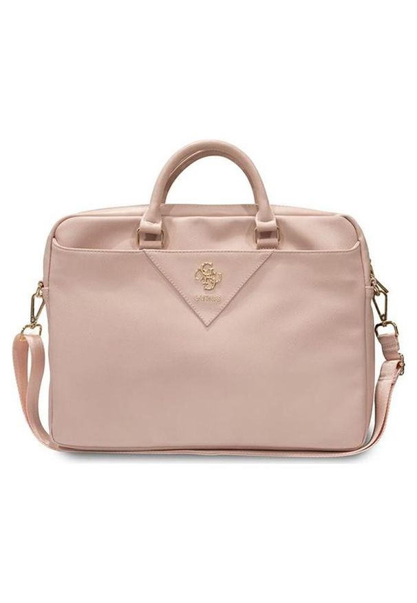 Torba Guess Triangle 4G Computer Bag 15'' - 16'' różowy. Kolor: różowy. Materiał: skóra ekologiczna, materiał. Wzór: aplikacja. Styl: elegancki