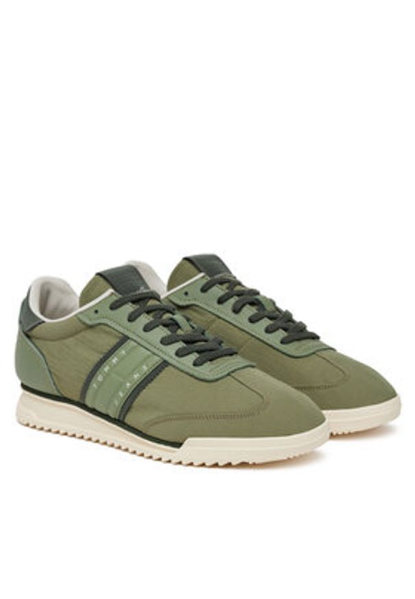 TOMMY HILFIGER - Tommy Hilfiger Sneakersy Tjm Runner Cleated Mix Mat. EM0EM01598 Zielony. Kolor: zielony. Materiał: materiał