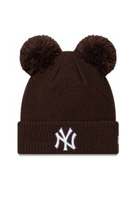 New Era Czapka New York Yankees Double Pom Knit Beanie 60580773 Brązowy. Kolor: brązowy. Materiał: akryl, materiał