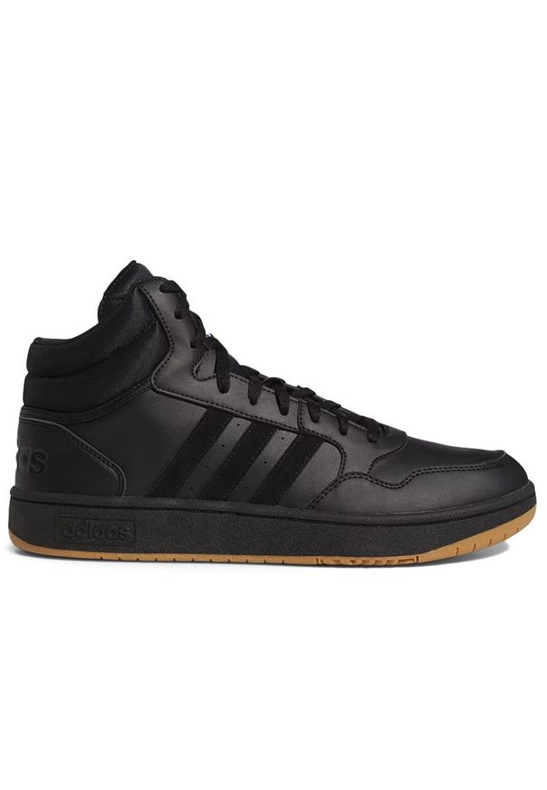 Adidas - Buty adidas Hoops Mid 3.0 GY4745 - czarne. Okazja: na co dzień. Wysokość cholewki: za kostkę. Zapięcie: sznurówki. Kolor: czarny. Materiał: guma, skóra ekologiczna. Szerokość cholewki: normalna