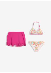 bonprix - Bikini ze spódniczką kąpielową (zestaw 3 cz.). Kolor: różowy #2