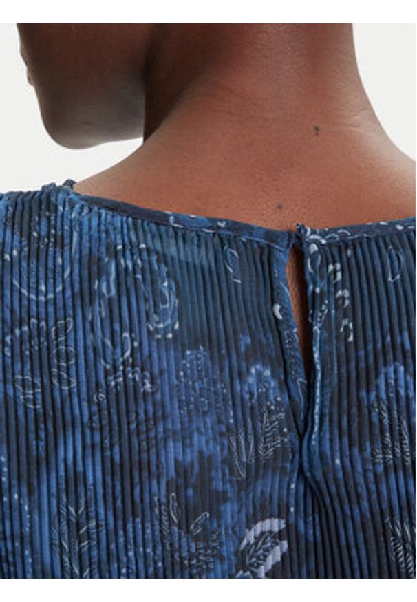 Desigual Bluzka Plise 25WWBW09 Granatowy Regular Fit. Kolor: niebieski. Materiał: syntetyk