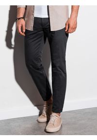 Ombre Clothing - Spodnie męskie chino P894 - czarne - L. Kolor: czarny. Materiał: bawełna, elastan