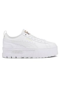 Buty do chodzenia damskie Puma Mayze Lth JR. Zapięcie: sznurówki. Kolor: biały. Materiał: tkanina, materiał, skóra, syntetyk. Szerokość cholewki: normalna. Sport: turystyka piesza