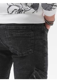 Ombre Clothing - Spodnie męskie jeansowe P1079 - czarne - XXL. Okazja: na co dzień. Kolor: czarny. Materiał: jeans. Styl: sportowy, casual #2