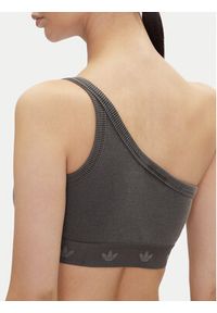 Adidas - adidas Top Ribbed JC7558 Szary Slim Fit. Kolor: szary. Materiał: bawełna