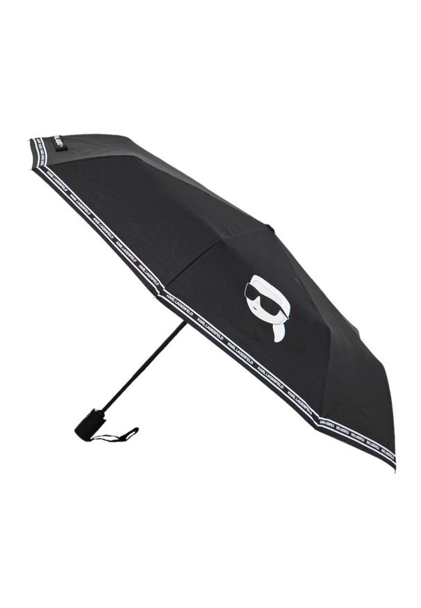 Karl Lagerfeld - KARL LAGERFELD Czarny damski parasol Ikon SM. Kolor: czarny. Materiał: materiał