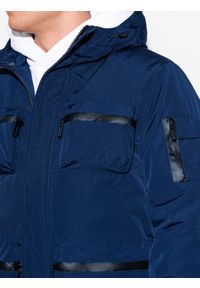 Ombre Clothing - Kurtka męska zimowa C450 - granatowa - XL. Kolor: niebieski. Materiał: poliester. Wzór: aplikacja. Sezon: zima #7