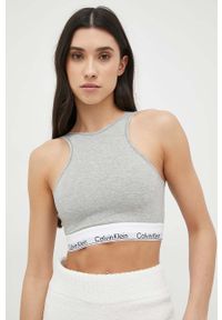 Calvin Klein Underwear top damski kolor szary. Kolor: szary. Materiał: dzianina. Długość rękawa: na ramiączkach. Wzór: melanż #2