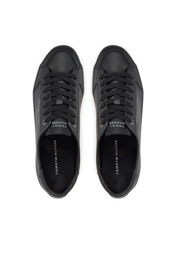 TOMMY HILFIGER - Tommy Hilfiger Sneakersy Core Corporate Vulc Leather FM0FM05399 Czarny. Kolor: czarny. Materiał: skóra