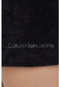 Calvin Klein Jeans Sukienka sztruksowa J20J217694.PPYY kolor czarny mini rozkloszowana. Typ kołnierza: golf. Kolor: czarny. Materiał: sztruks. Długość rękawa: długi rękaw. Typ sukienki: rozkloszowane. Długość: mini #3