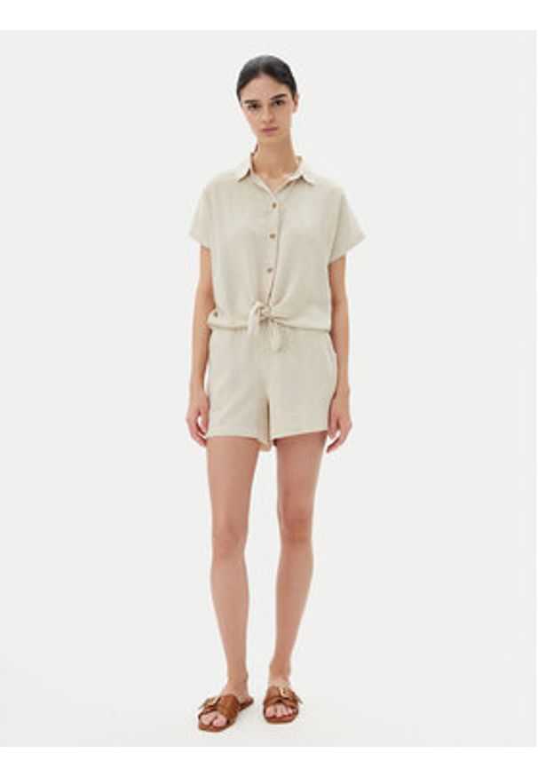 Vero Moda Szorty materiałowe Thea 10333804 Beżowy Loose Fit. Kolor: beżowy. Materiał: wiskoza