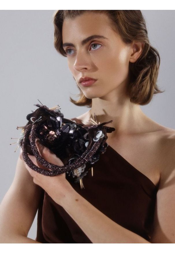 Reserved - Torebka handmade z cekinami - wielobarwny