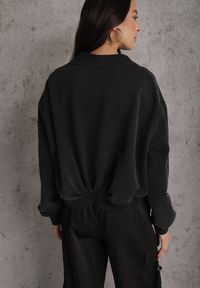 Renee - Czarna Bluza Bomberka z Bawełny Oversize Ozdobiona Kołnierzem Vimelles. Okazja: na co dzień. Kolor: czarny. Materiał: bawełna. Wzór: aplikacja. Styl: casual, elegancki #4