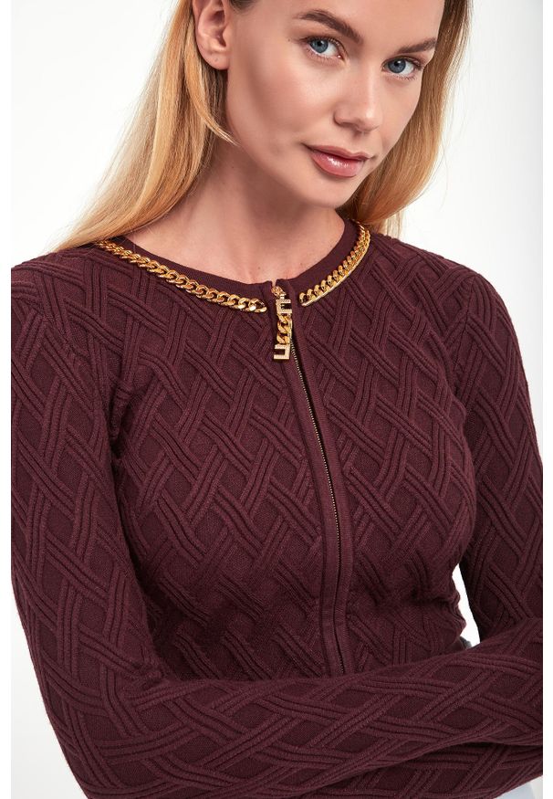 Elisabetta Franchi - Sweter/kardigan damski zapinany na zamek ELISABETTA FRANCHI