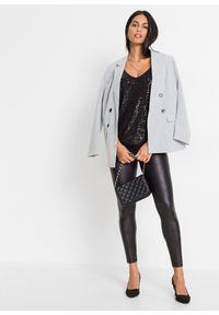 bonprix - Top na wąskich ramiączkach, z cekinami, z miękkiego materiału z wiskozą. Kolor: czarny. Materiał: jersey, materiał, wiskoza. Długość rękawa: na ramiączkach #3