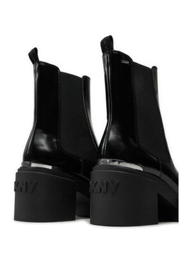 DKNY Botki Thana K4477867 Czarny. Kolor: czarny. Materiał: lakier, skóra
