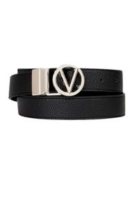 Valentino by Mario Valentino - VALENTINO Czarny pasek damski Roof Plaque Buckle Belt, Rozmiar XS. Kolor: czarny