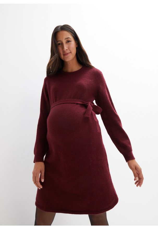 bonprix - Sukienka ciążowa dzianinowa. Kolekcja: moda ciążowa. Kolor: czerwony. Materiał: dzianina