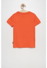 Puma t-shirt bawełniany dziecięcy 846953 kolor pomarańczowy. Kolor: pomarańczowy. Materiał: bawełna. Długość rękawa: krótki rękaw. Długość: krótkie. Wzór: nadruk #3